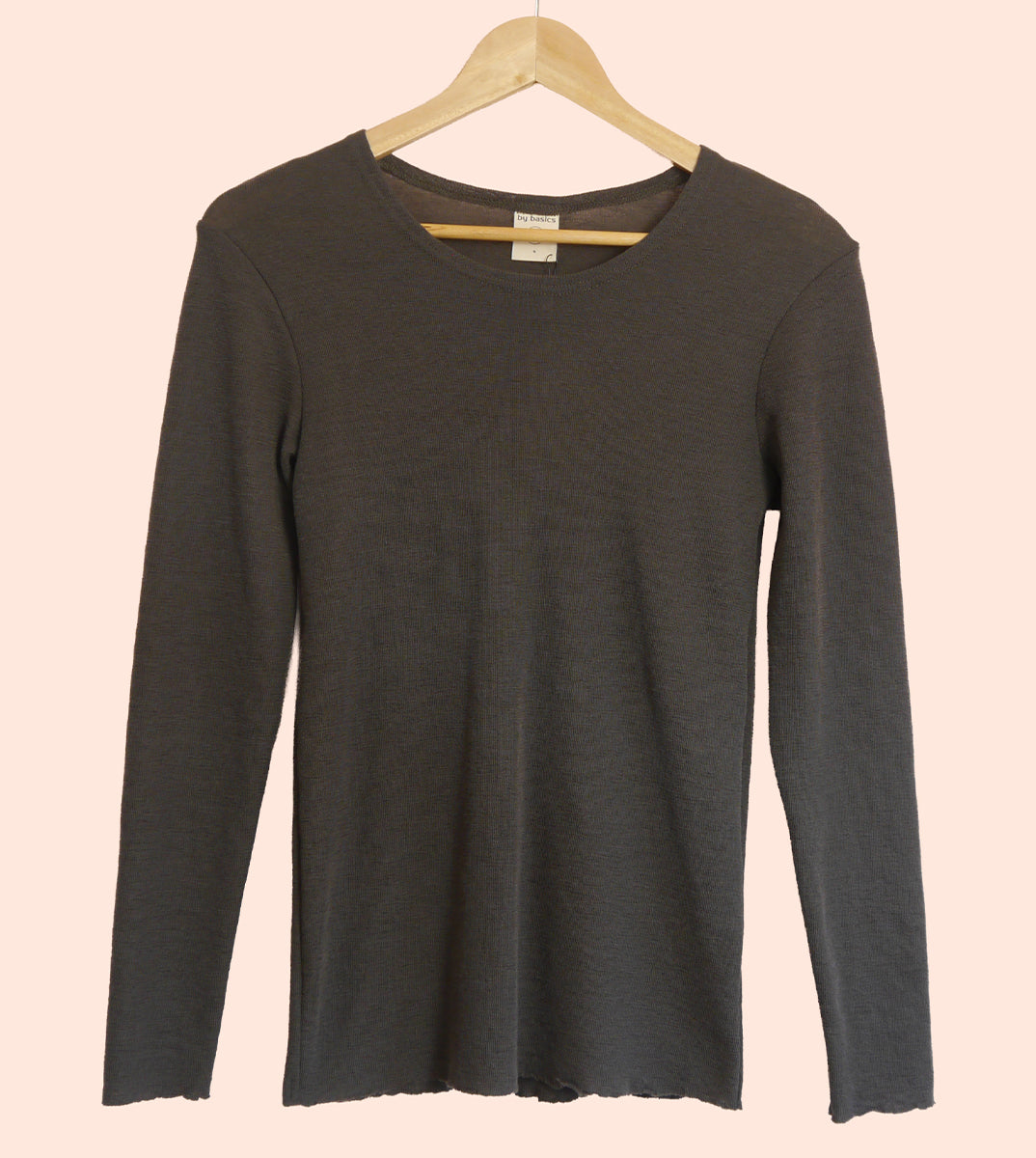 Long Sleeve Merino Wool Top in Black coffee