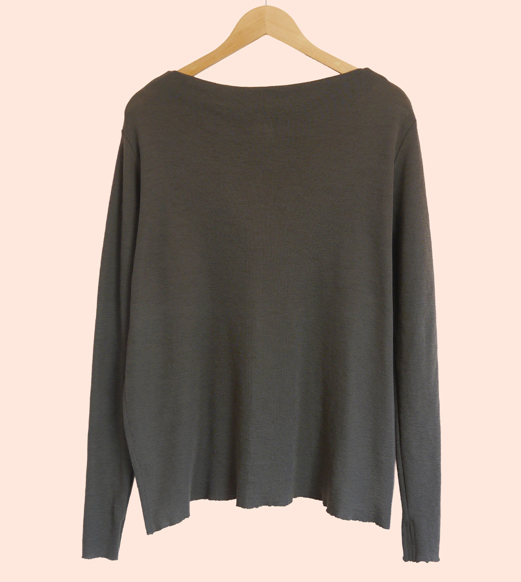 Merino Wool Jumper with High Neck and Side Splits in Black Coffee