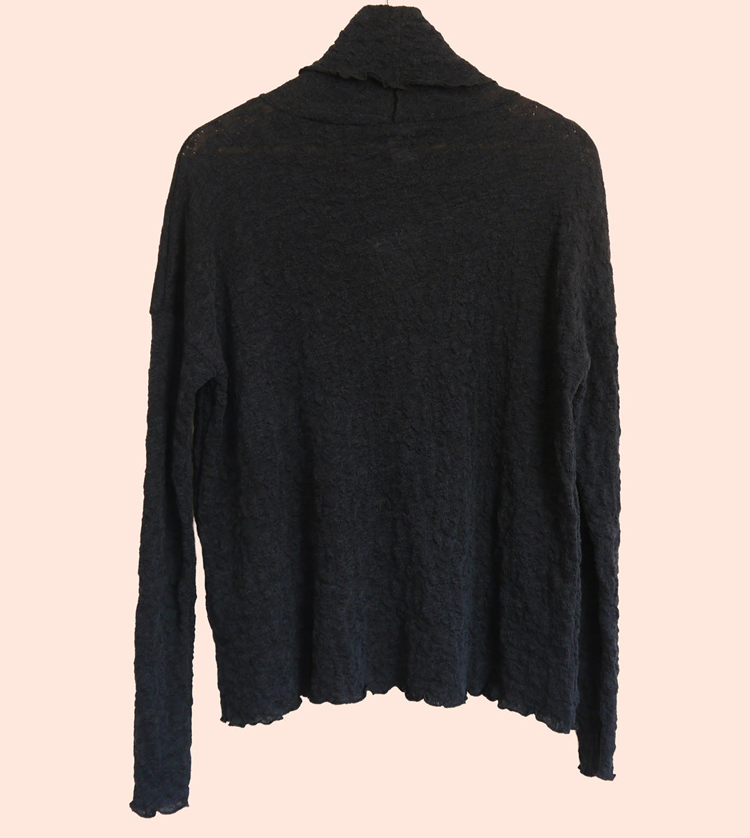 Merino Wool Textured Turtle Neck Jumper in Midnight