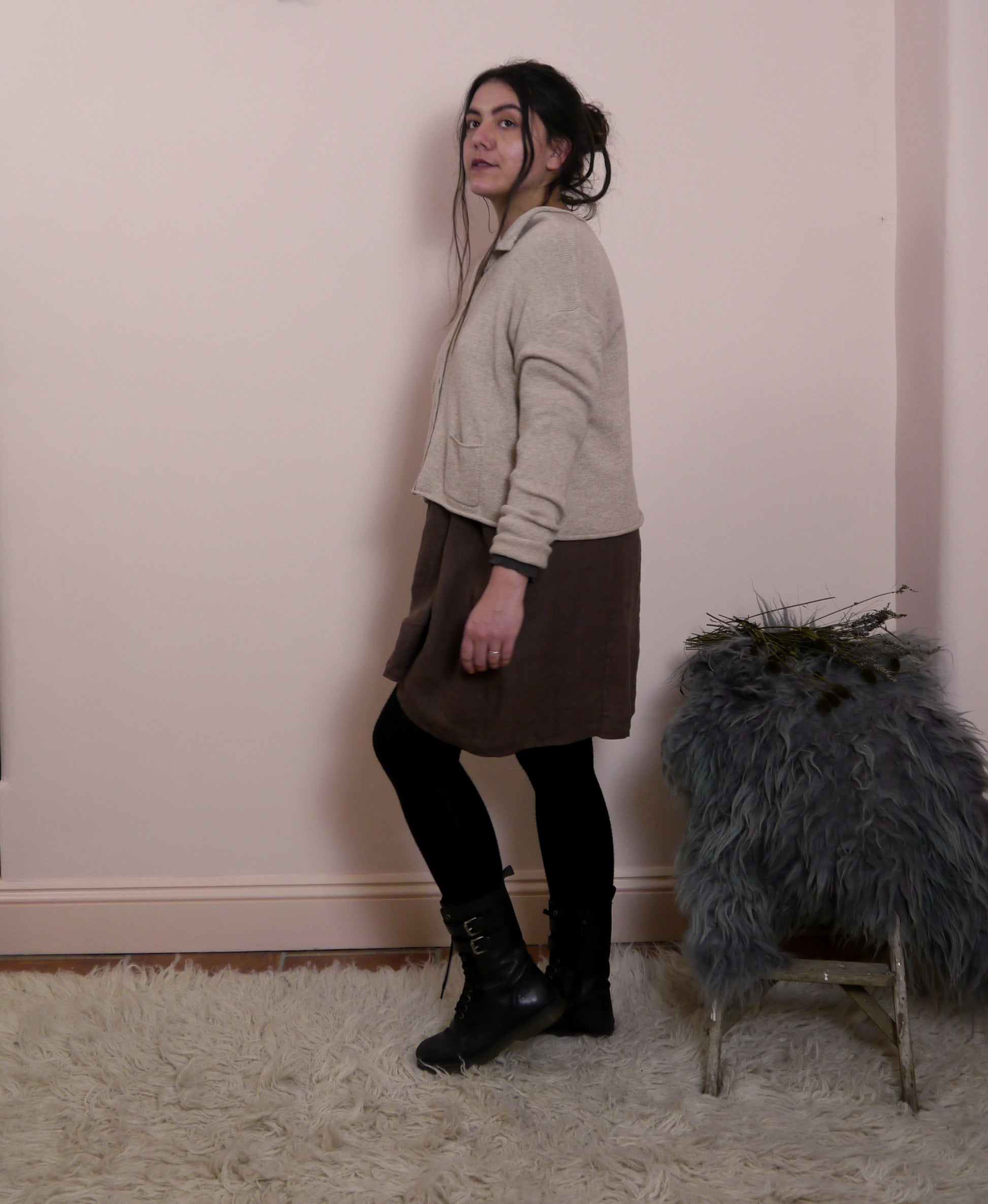 Lambswool/Cashmere Button Cardigan in Oatmeal