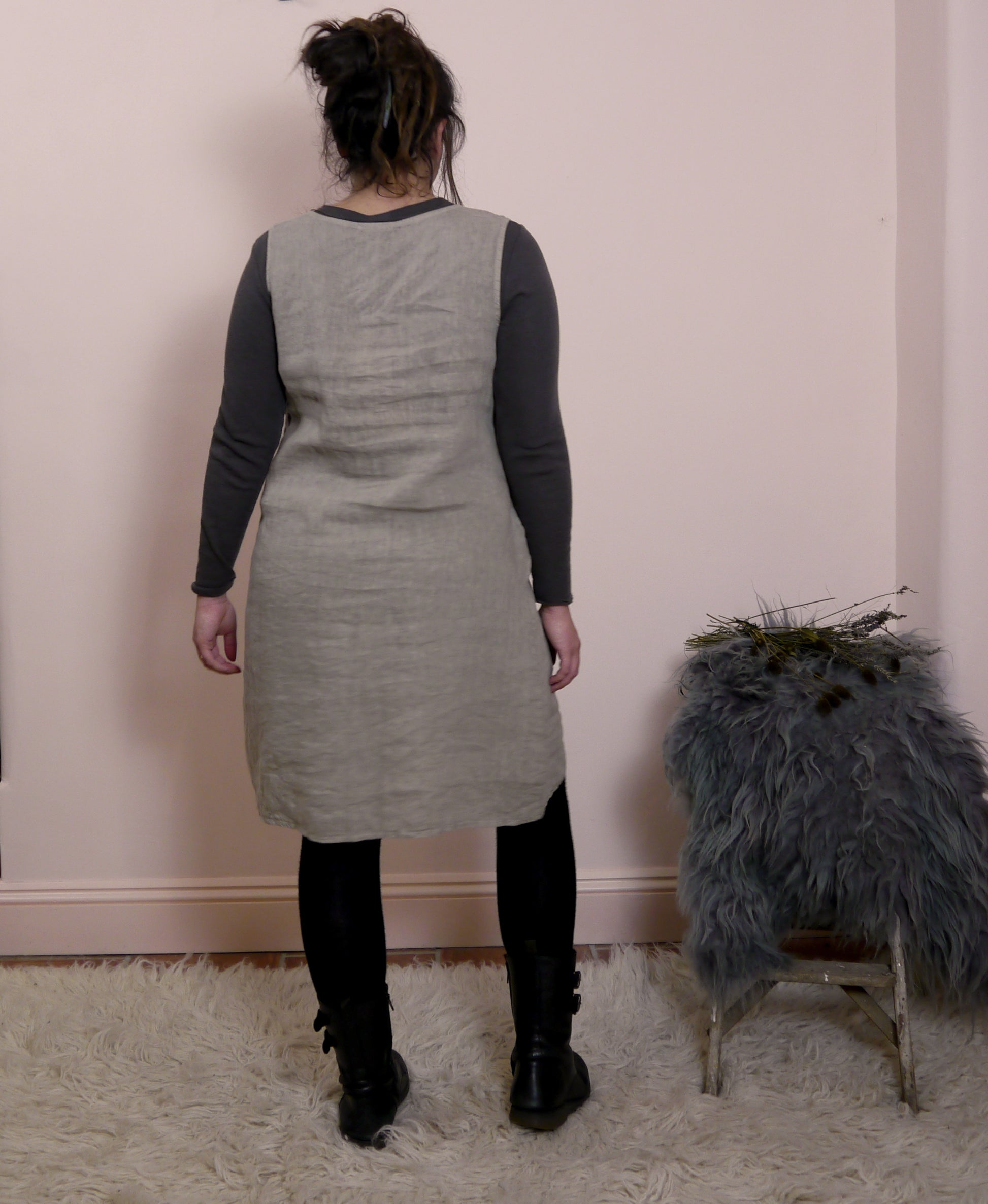 Sleeveless Linen Mini Dress in Mole