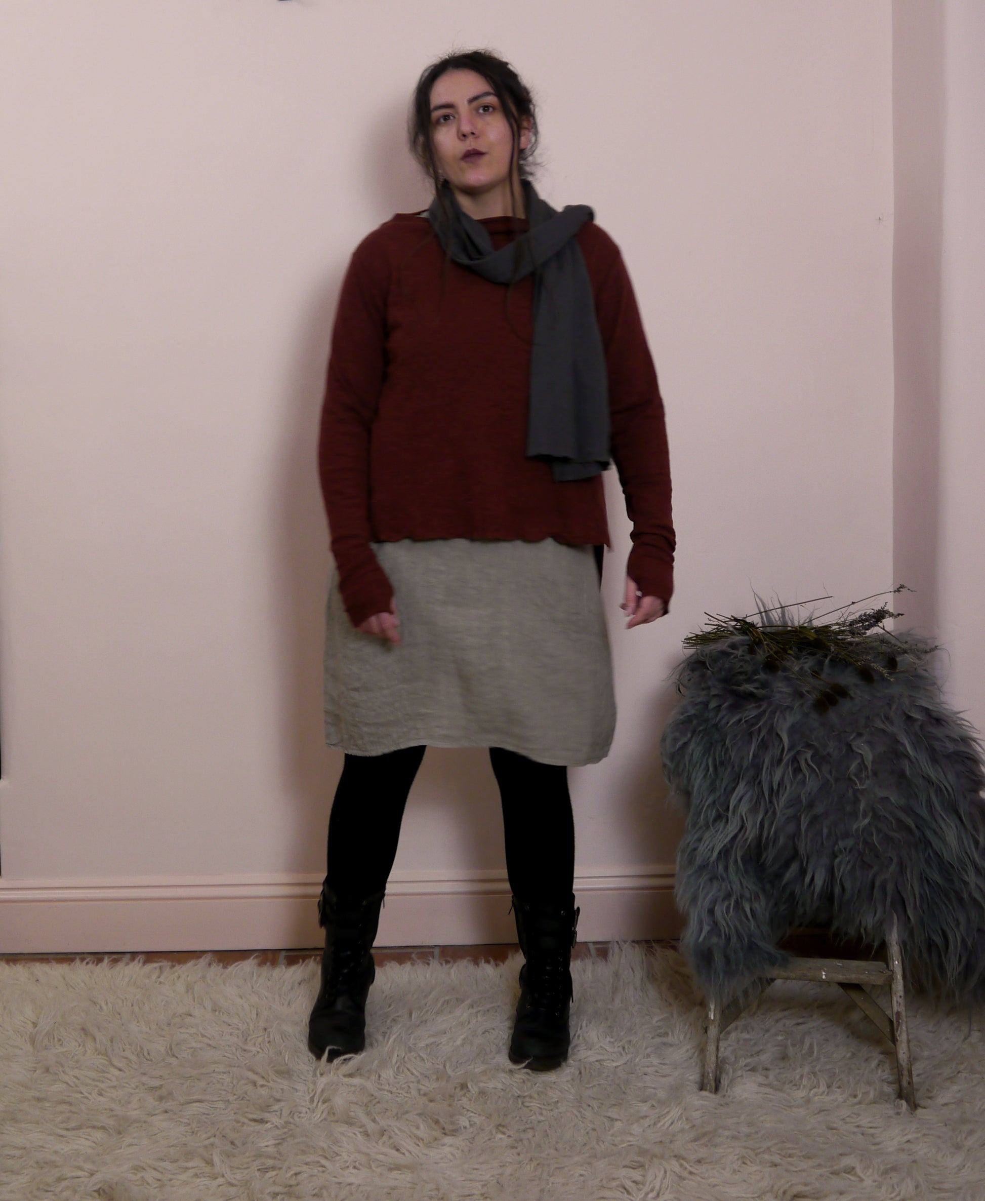 Sleeveless Linen Mini Dress in Mole