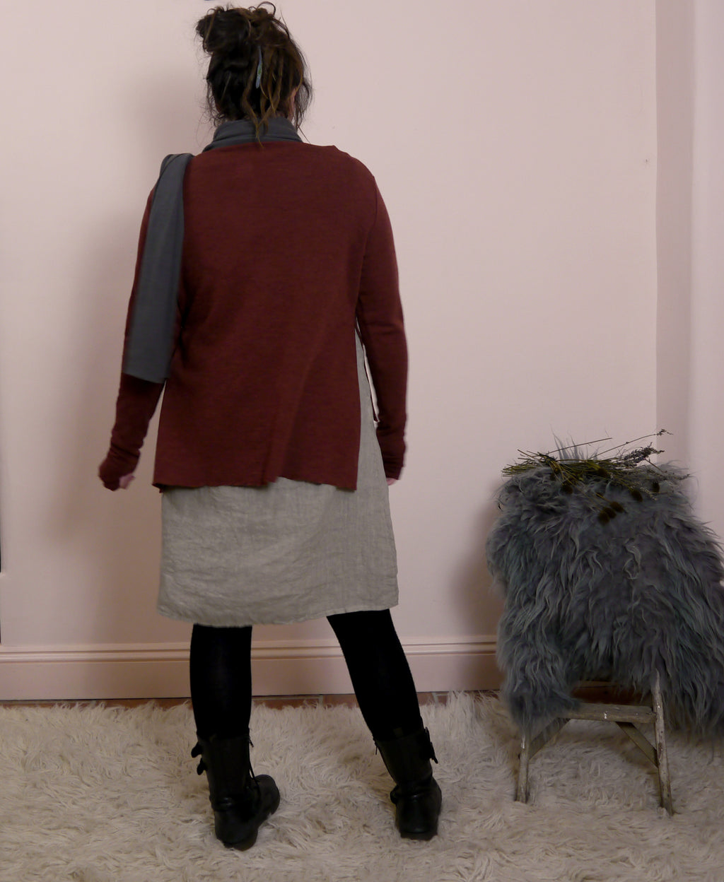 Sleeveless Linen Mini Dress in Mole