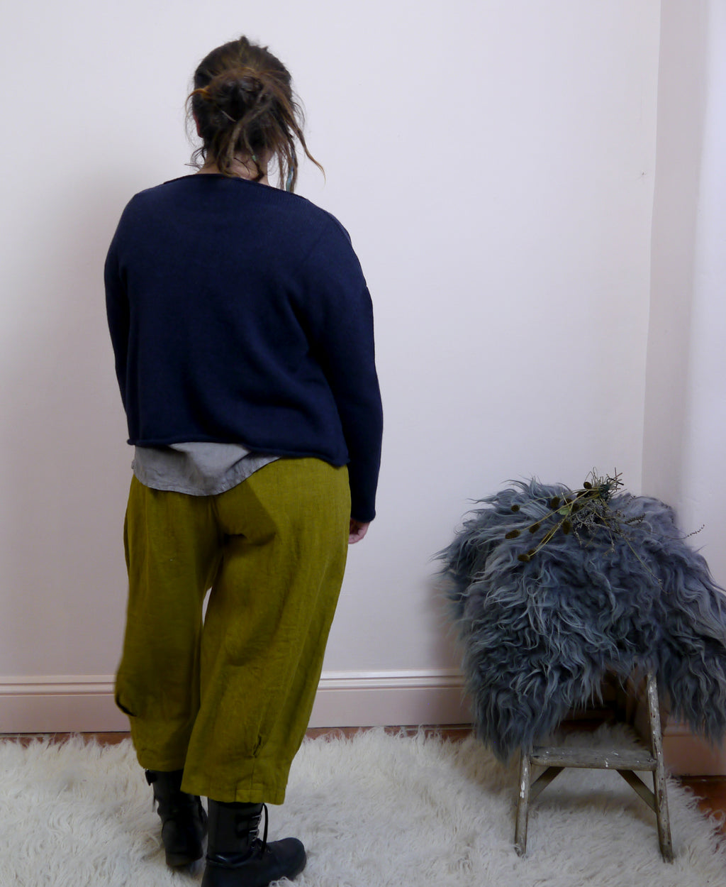 Lambswool/Cashmere Button Cardigan in Navy Marl