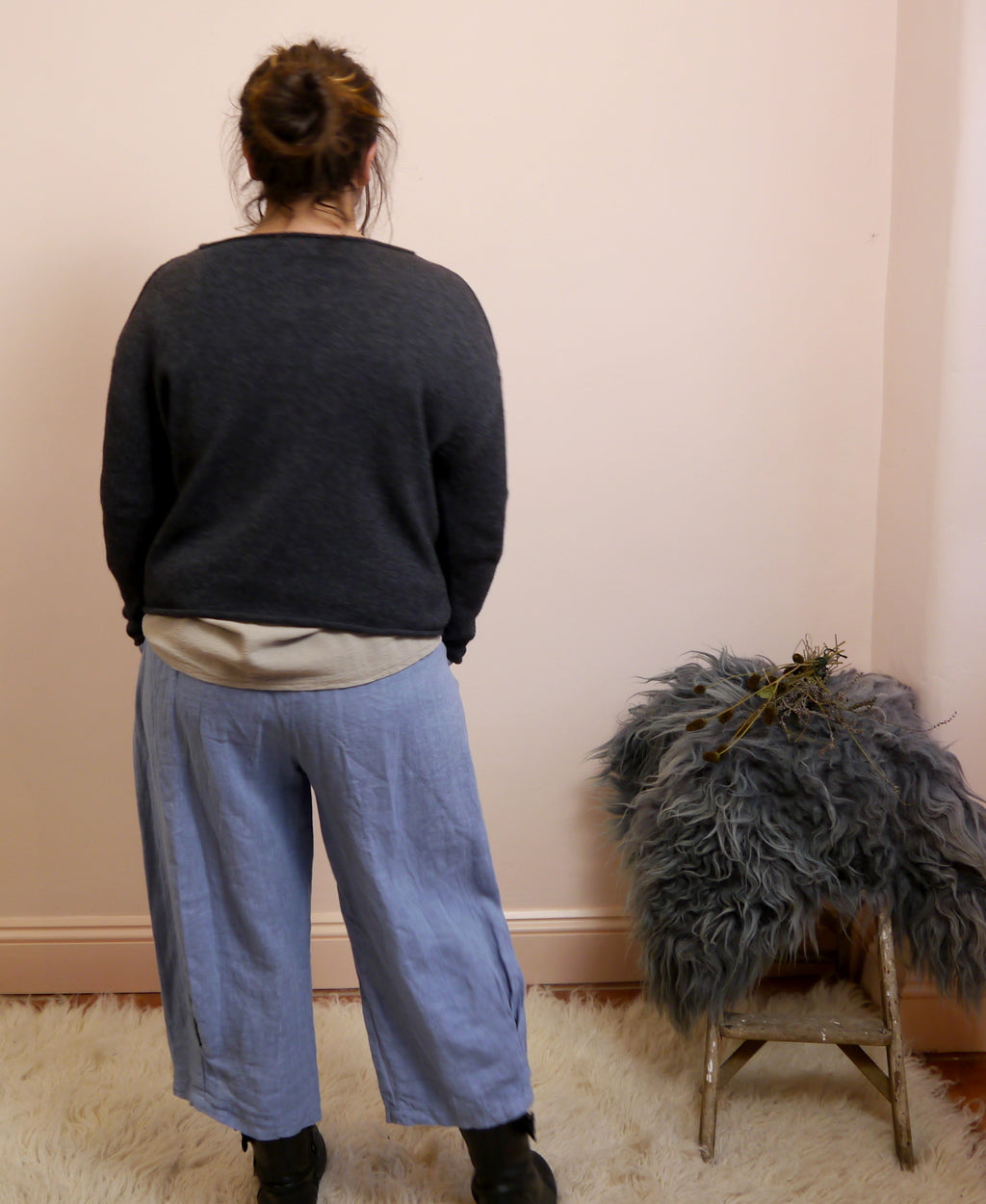 Lambswool/Cashmere Button Cardigan in Graphite Marl