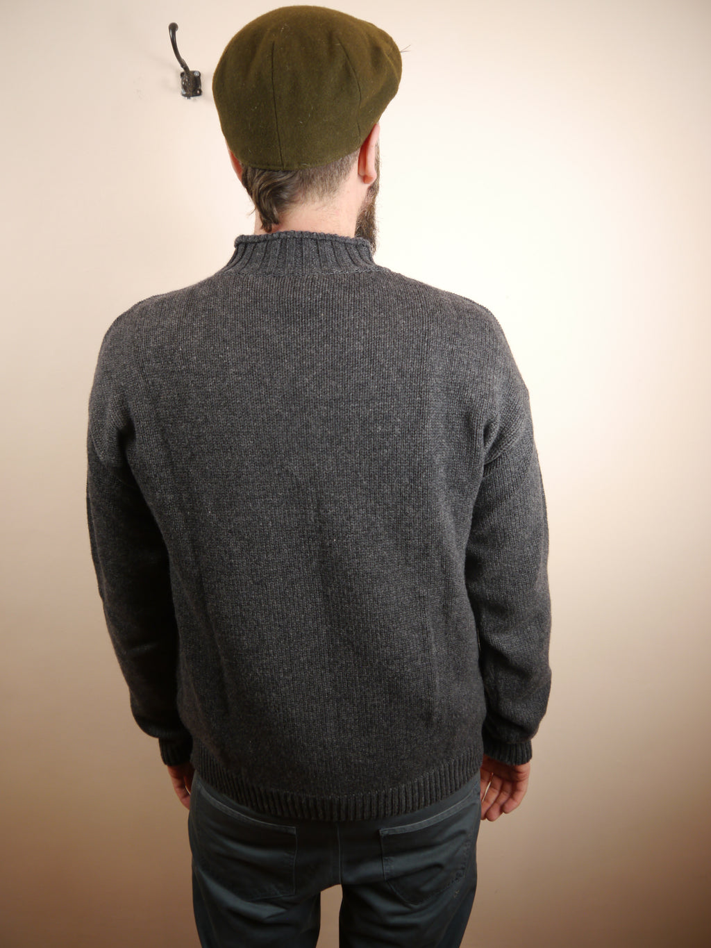Mens cashmere lambswool jumper in Charcoal Grey