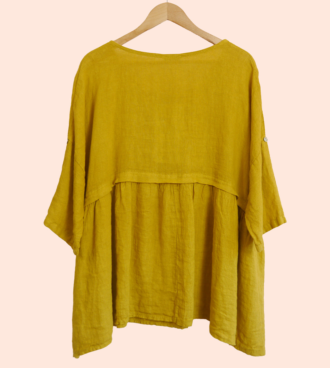 Short Sleeve Linen Tunic in Sunflower