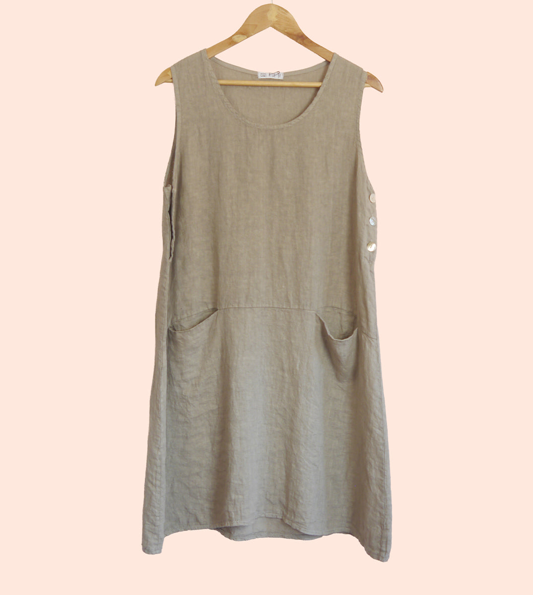 Sleeveless Linen Mini Dress in Mole