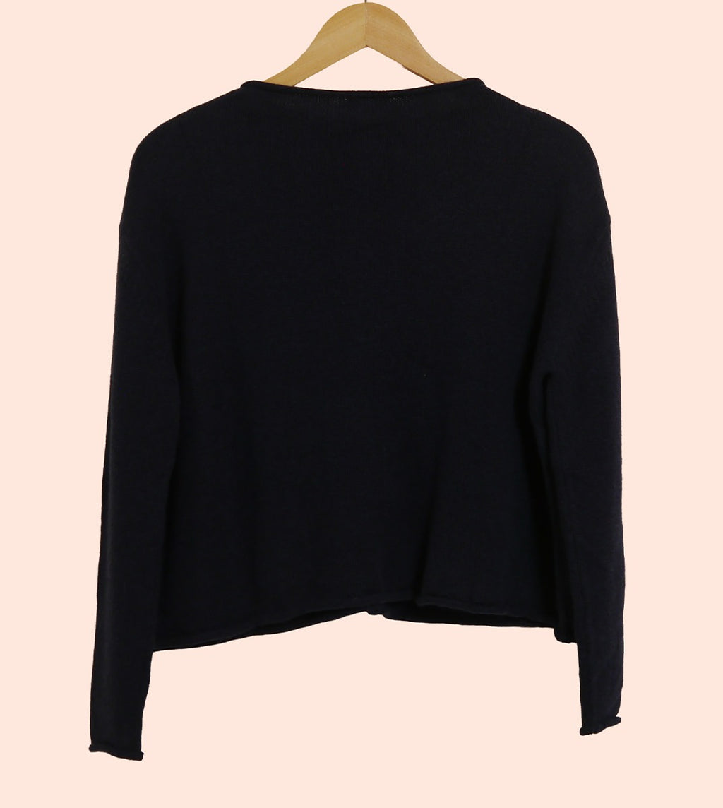 Lambswool/Cashmere Button Cardigan in Navy Marl