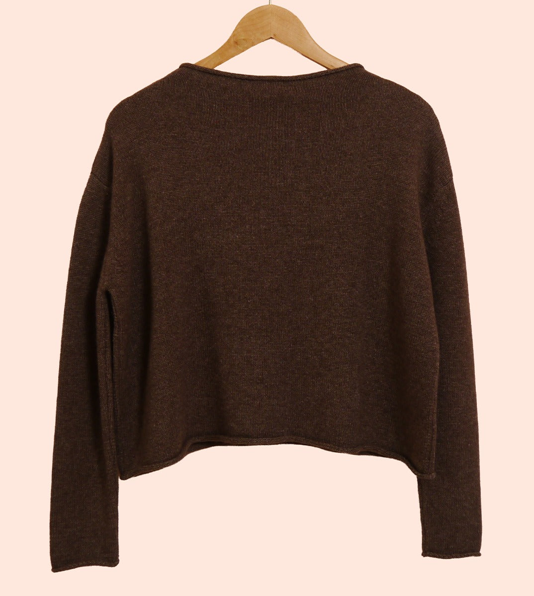 Lambswool/Cashmere Cropped Mock Neck Jumper in Otter