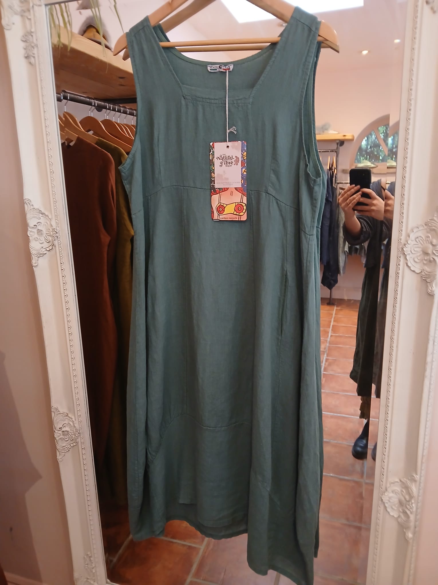 Sleeveless Linen Midi Dress in Forest