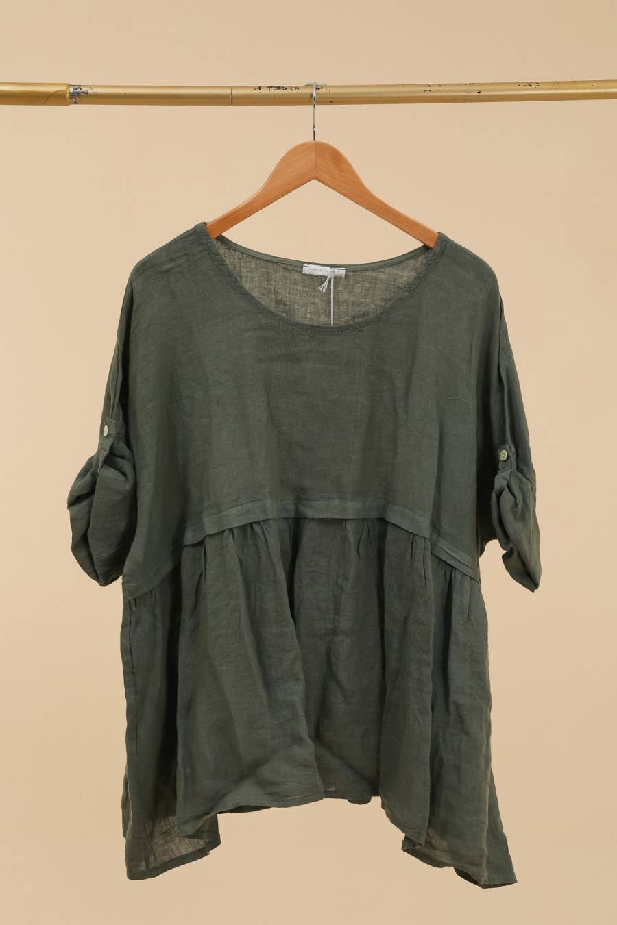 Short Sleeve Linen Tunic in Soot