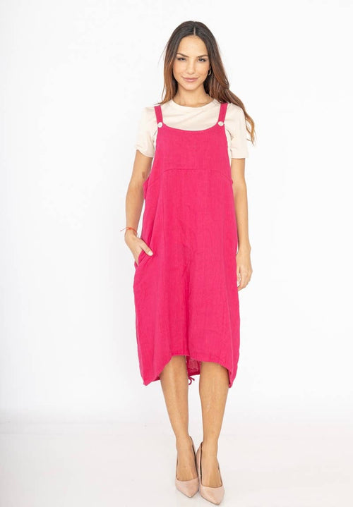 Linen Pinafore Dress in Fox