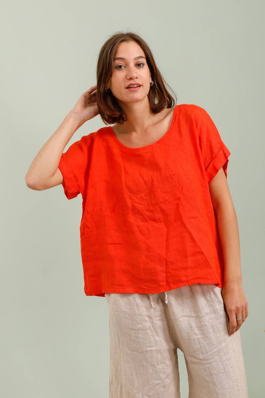 Linen T Shirt in Mole