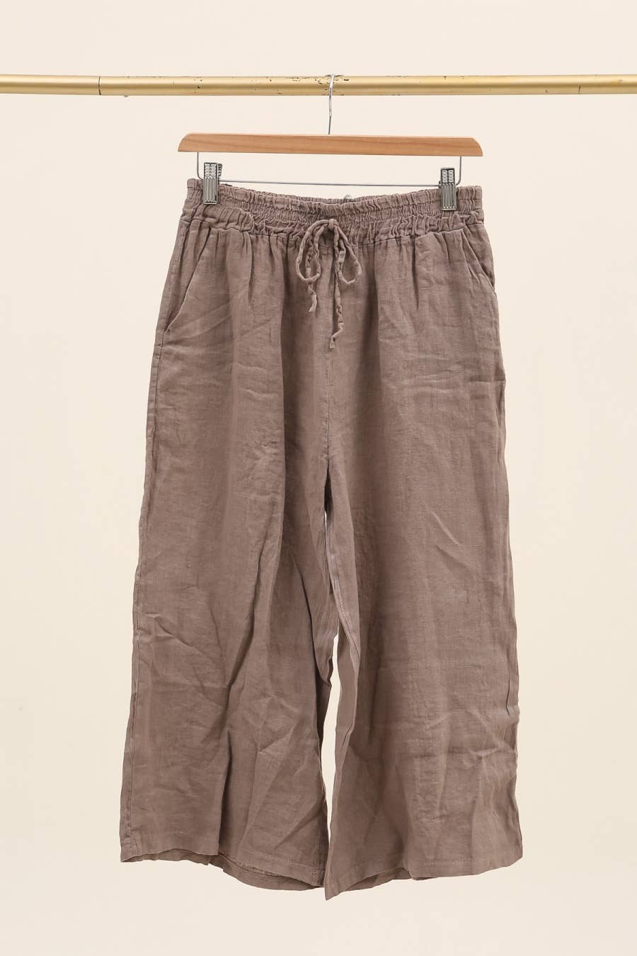 Linen Capri Trousers in Mole