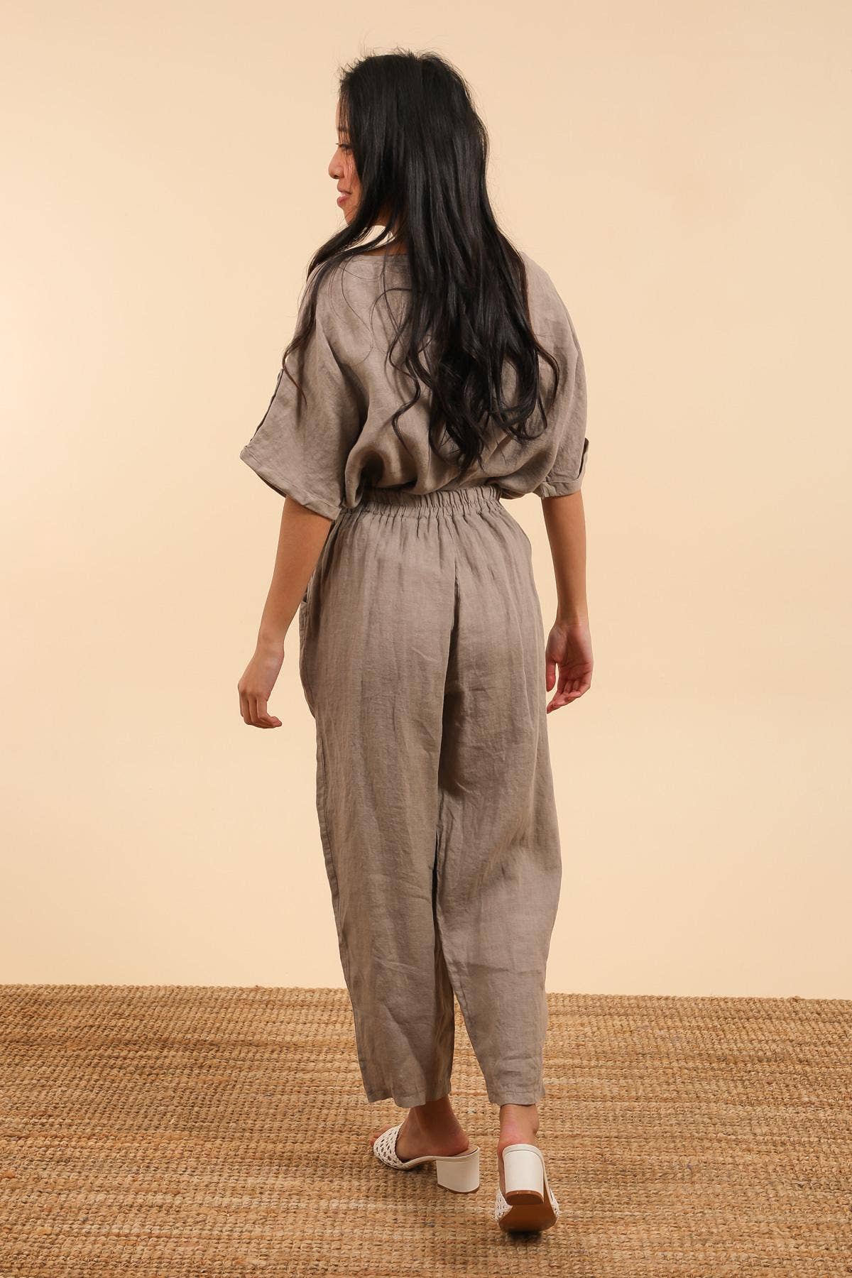 Linen Trousers with Pockets in Forget-Me-Not