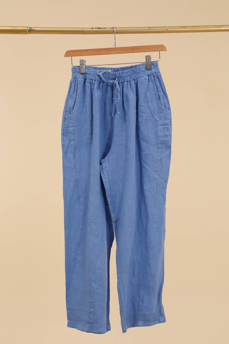 Linen Trousers with Pockets in Forget-Me-Not