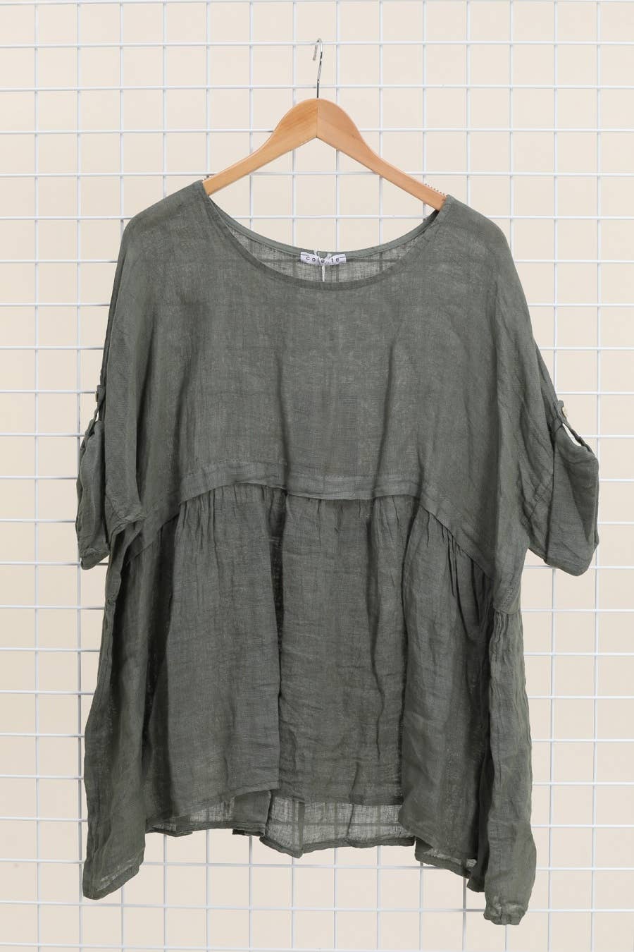 Short Sleeve Linen Tunic in Soot