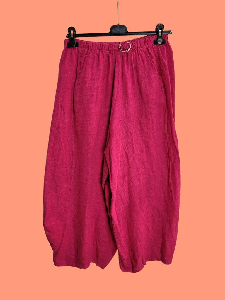 Linen Balloon Trousers in Moss
