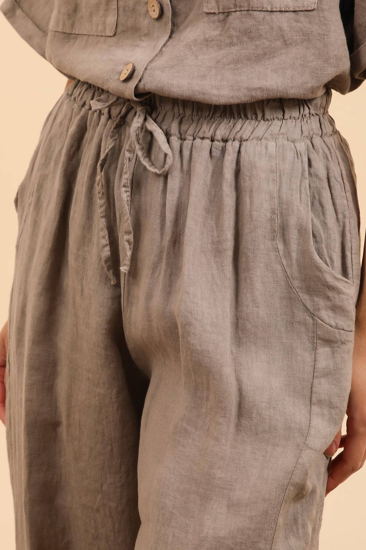Linen Trousers with Pockets in Forget-Me-Not