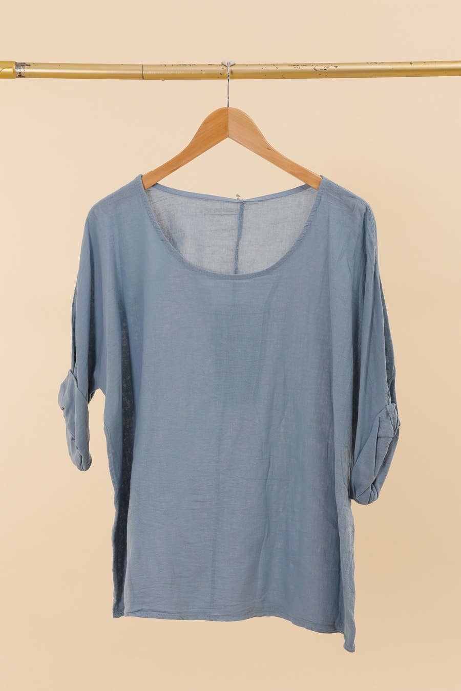 Cotton/Linen Longer Length Layering Top in Forget-Me-Not
