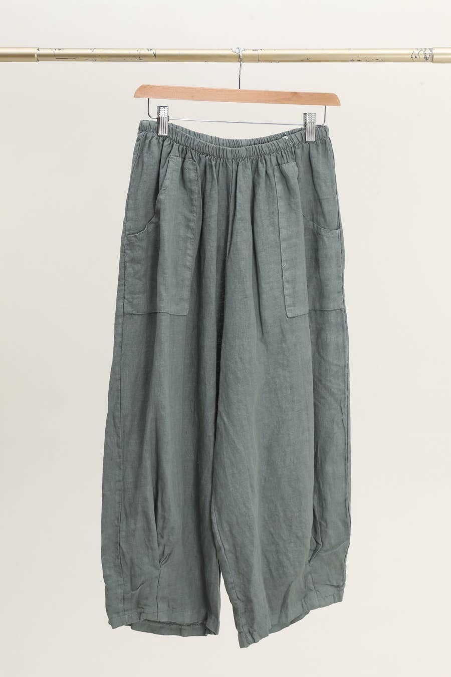 Linen Cocoon Trousers in Lichen