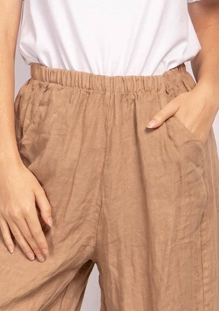 Linen Balloon Trousers in Moss