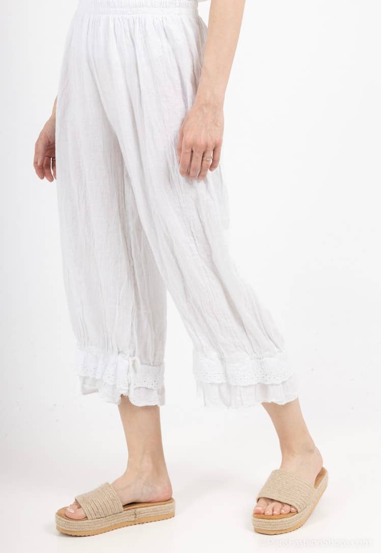 Linen Bloomer Trouser in White