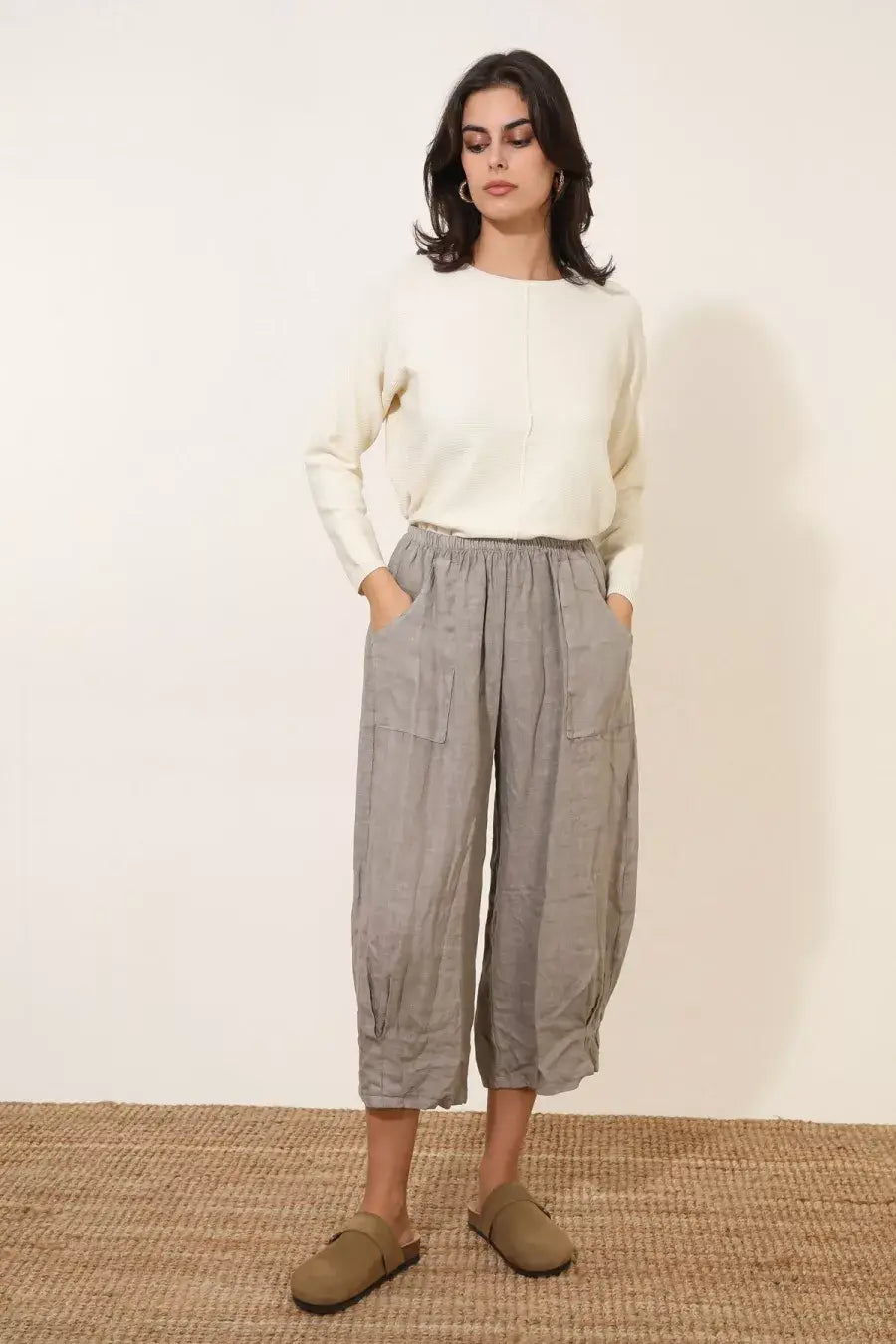 Linen Cocoon Trousers in Forget-Me-Not