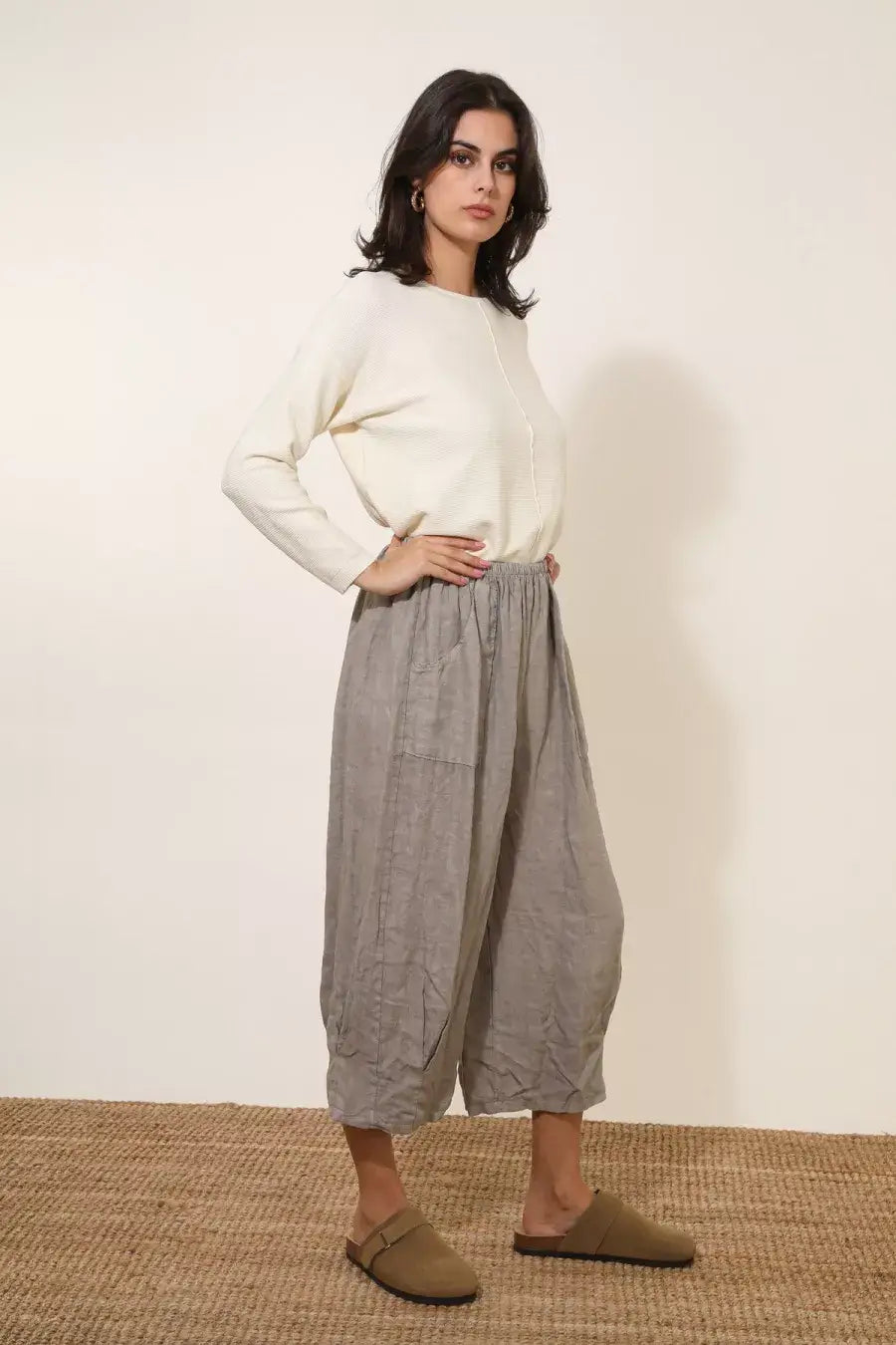 Linen Cocoon Trousers in Seafoam