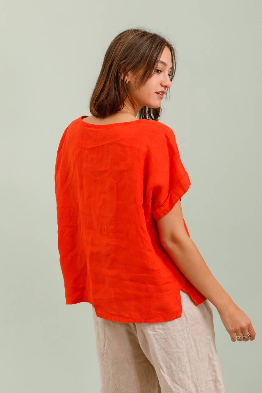 Linen T Shirt in Mole
