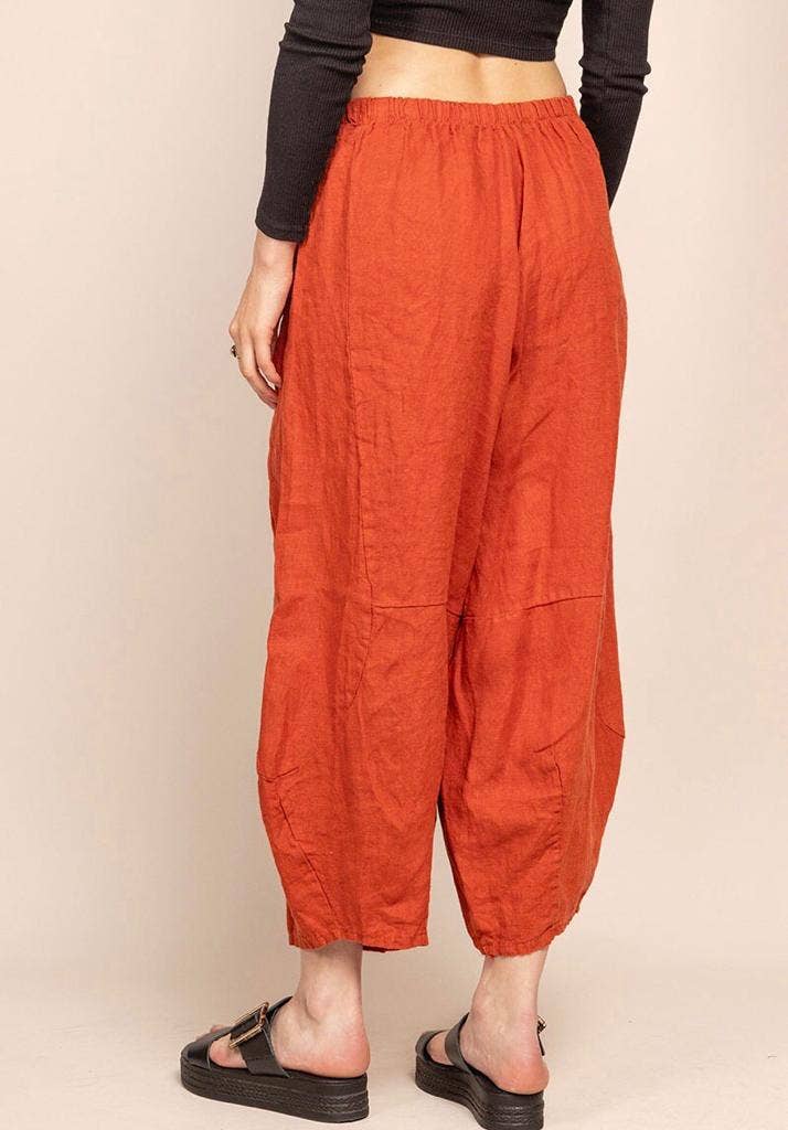 Linen Balloon Trousers in Moss