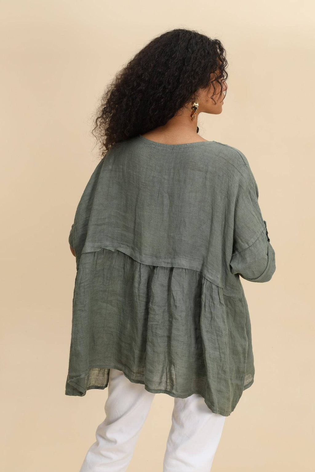 Short Sleeve Linen Tunic in Soot