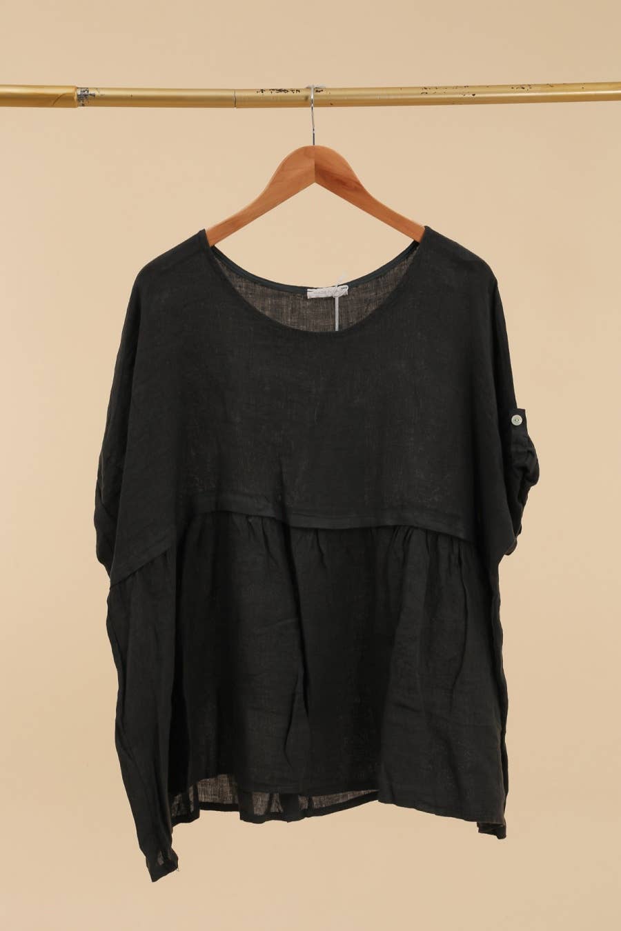 Short Sleeve Linen Tunic in Soot