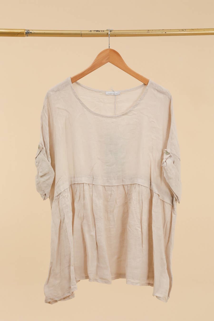 Short Sleeve Linen Tunic in Soot