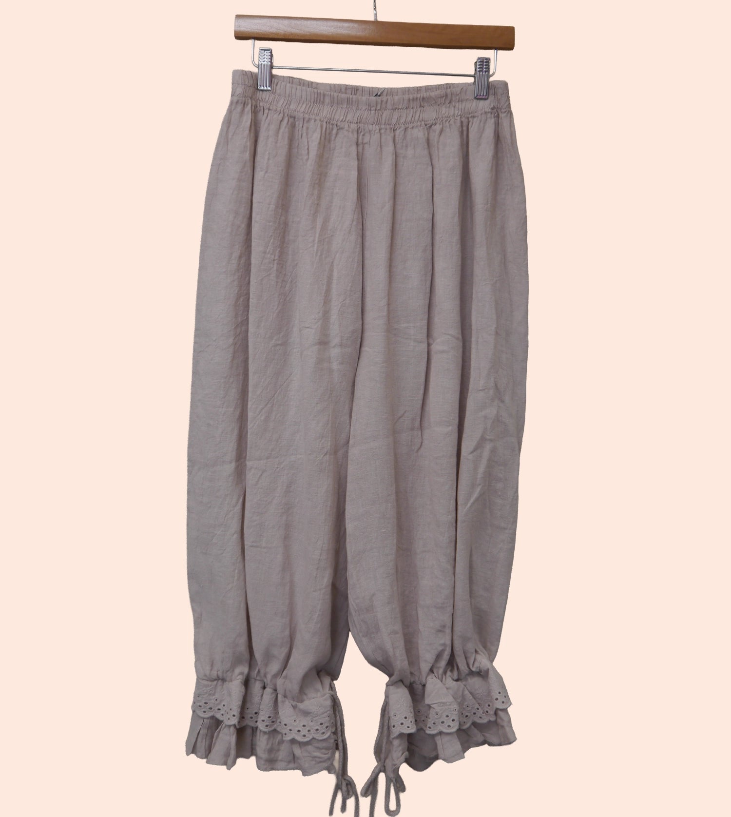 Linen Bloomer Trouser in Stone Beige