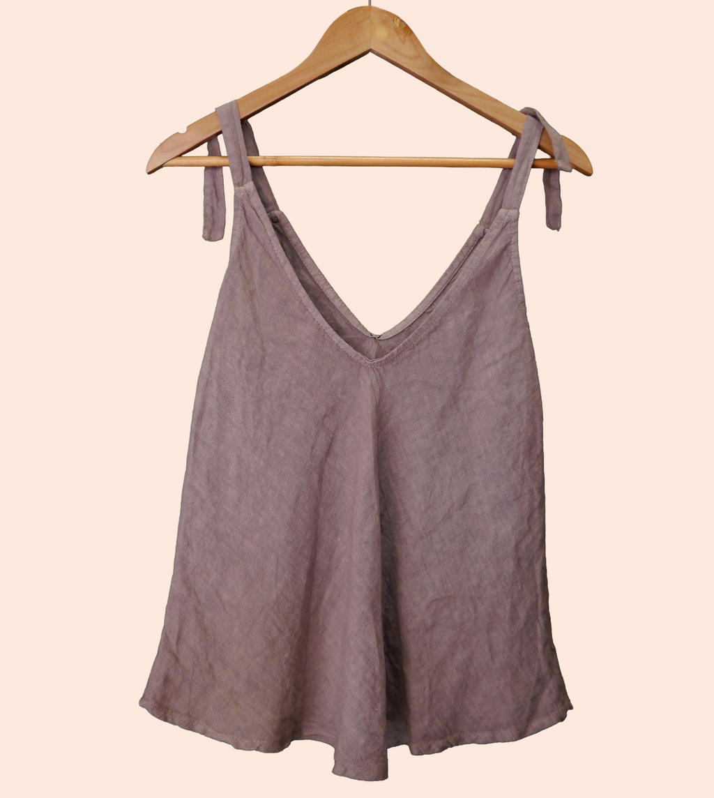 Linen Cami Top in Mole Taupe