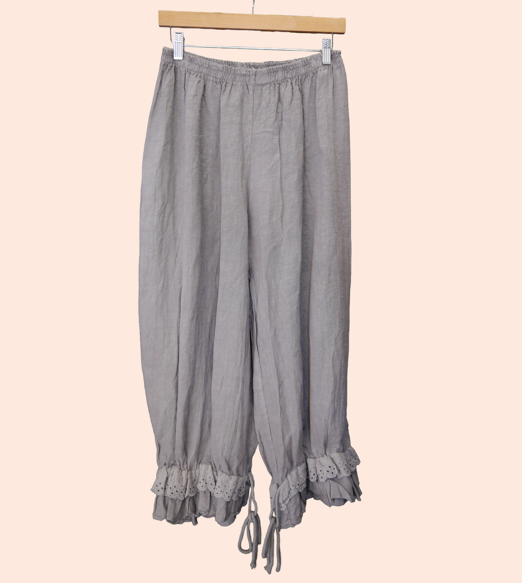 Linen Bloomer Trousers in Mole Taupe
